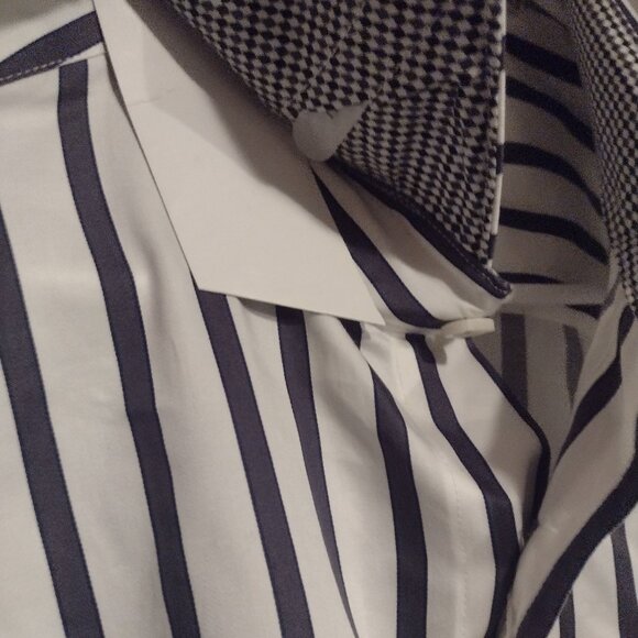 Mens Bugatchi white and black striped shirt new with tags Xl - Picture 6 of 7
